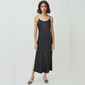 CUYANA Silk  Black Slip Dress
